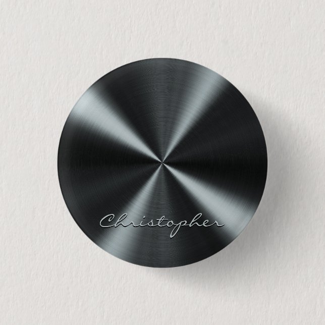 Personalized Radial Metallic Look - Dark Grey Button (Front)