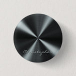 Personalized Radial Metallic Look - Dark Grey Button