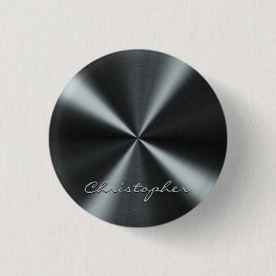 Personalized Radial Metallic Look - Dark Grey Button