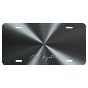 Personalized Radial Metallic Look - Dark Grey License Plate