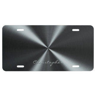 Personalized Radial Metallic Look - Dark Grey License Plate