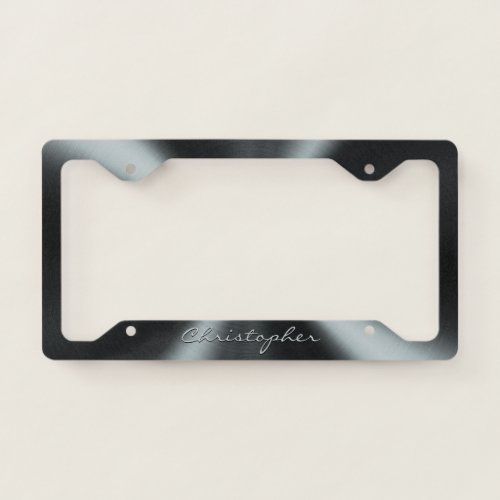 Personalized Radial Metallic Look _ Dark Grey License Plate Frame