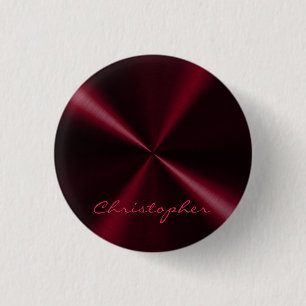 Personalized Radial Metallic Look - Dark Red Button