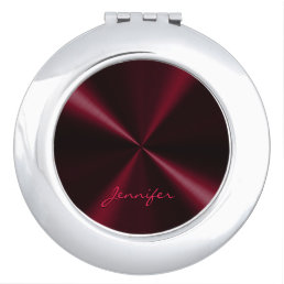 Personalized Radial Metallic Look - Dark Red Compact Mirror