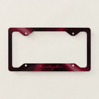 Personalized Radial Metallic Look - Dark Red License Plate Frame