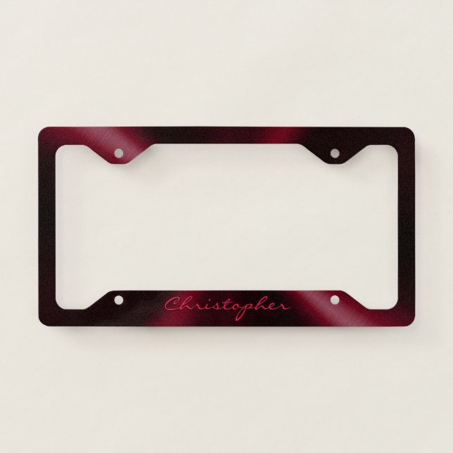 Personalized Radial Metallic Look - Dark Red License Plate Frame (Front)
