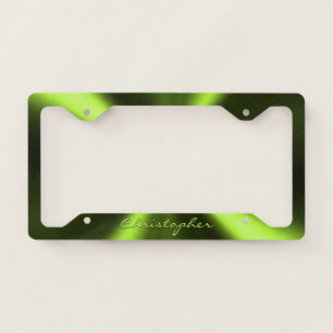 Personalized Radial Metallic Look - Green License Plate Frame