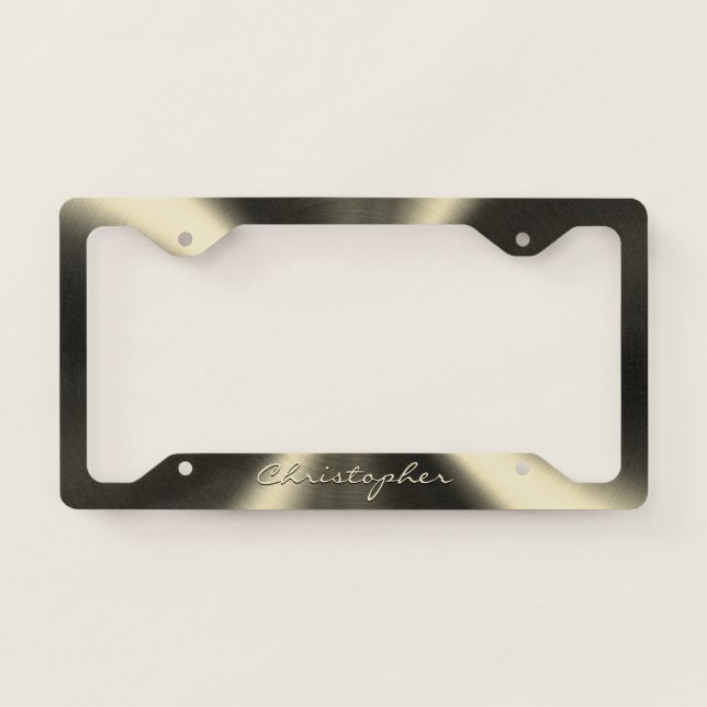 Personalized Radial Metallic Look - Light Yellow License Plate Frame (Front)