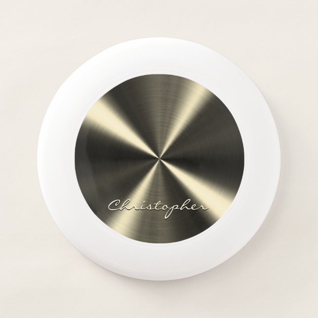 Personalized Radial Metallic Look - Light Yellow Wham-O Frisbee (Front)