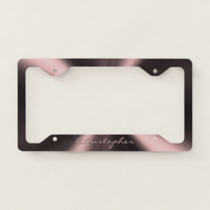 Personalized Radial Metallic Look - Rose License Plate Frame