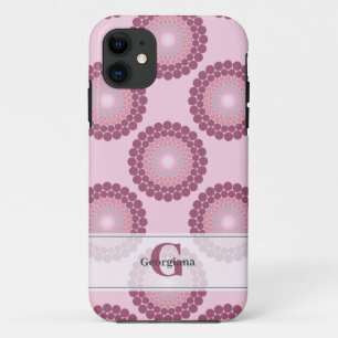 Personalized Radiant Dusky Rose Polka Dot Mandala iPhone 11 Case