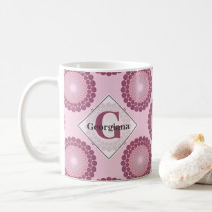 Personalized Radiant Dusky Rose Polka Dot Mandala Coffee Mug