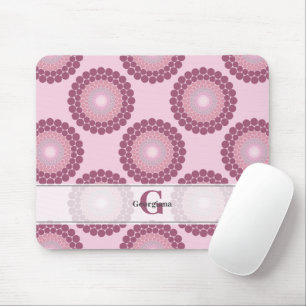 Personalized Radiant Dusky Rose Polka Dot Mandala Mouse Pad