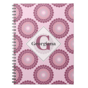 Personalized Radiant Dusky Rose Polka Dot Mandala Notebook