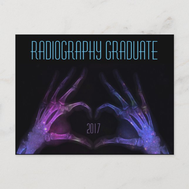 Personalized "Radiography Graduate" Xray Fingers Announcement Postcard (Front)