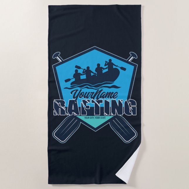 Personalized Rafting Whitewater River Adventure  Beach Towel (Front)
