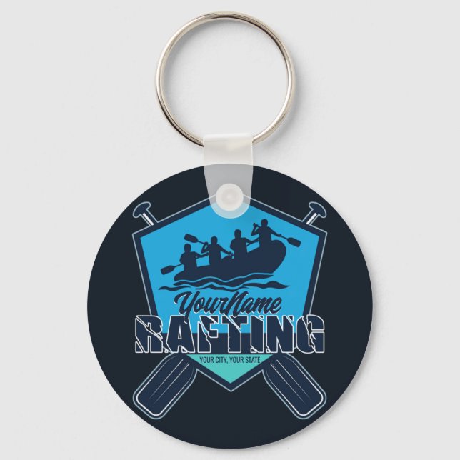 Personalized Rafting Whitewater River Adventure  Keychain (Front)