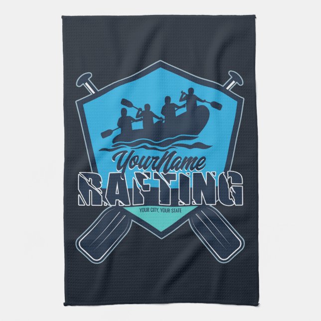 Personalized Rafting Whitewater River Adventure Kitchen Towel (Vertical)