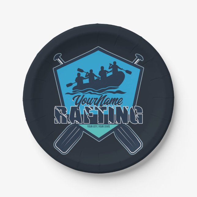 Personalized Rafting Whitewater River Adventure  Paper Plates (Front)