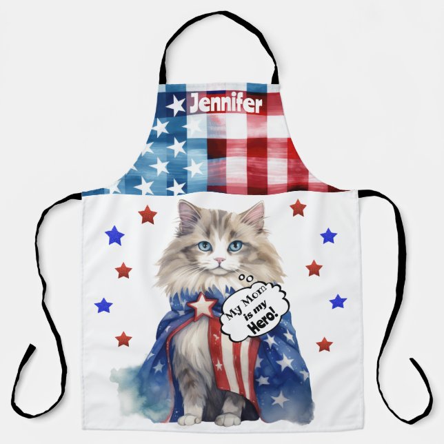 Personalized Ragdoll Cat Mom All-Over Print Apron (Front)