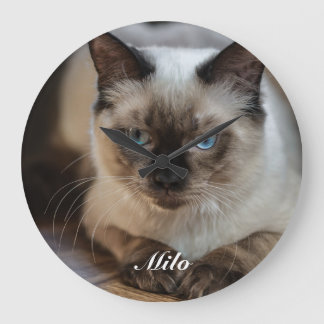 Personalized Ragdoll Cat Photo and Name Large Clock