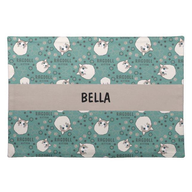 Personalized Ragdoll Kitten Cloth Placemat (Front)