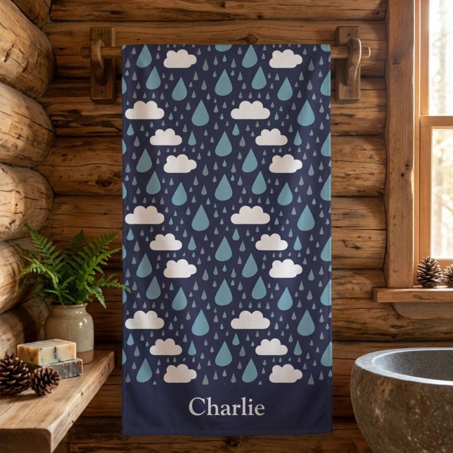 Personalized Rain and Clouds  Bath Towel (Creator Uploaded)