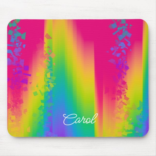 Personalized Rainbow Abstract Confetti Mouse Pad (Front)