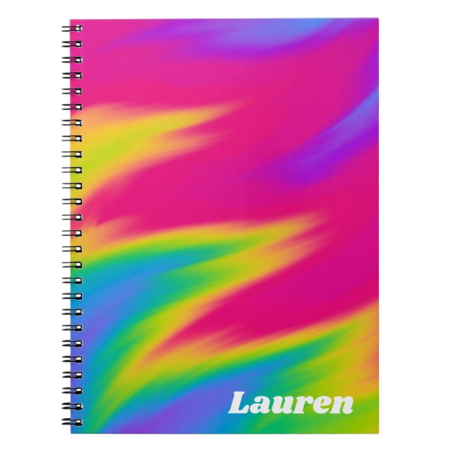 Personalized Rainbow Abstract Spiral  Notebook (Front)