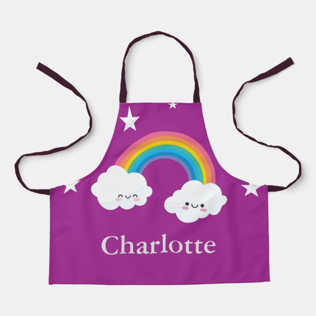 Personalized Rainbow All-Over Print Apron, Small Apron (Front)