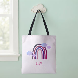 Personalized Rainbow and Clouds Tote Bag for Kids