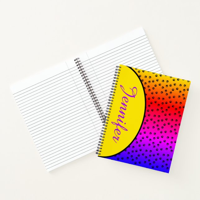 Personalized Rainbow and pawprints Notebook (Inside)