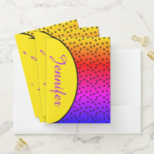 Personalized Rainbow and pawprints Pocket Folder