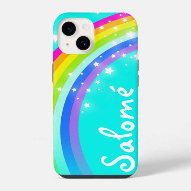 Personalized rainbow aqua iphone case (Back)