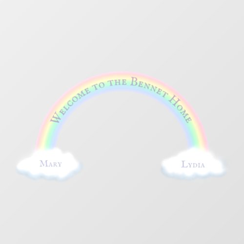 Personalized Rainbow Arch  Fluffy White Clouds Floor Decals