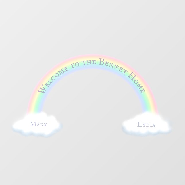 Personalized Rainbow Arch & Fluffy White Clouds Floor Decals (Front)