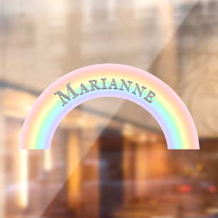 Personalized Rainbow Arch Pastel Colors Kids' Window Cling