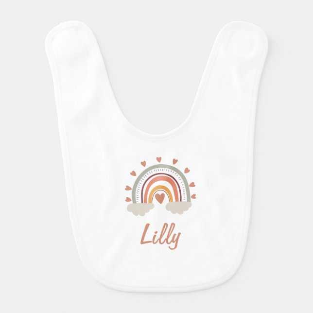 Personalized Rainbow Baby Bib – Custom Name (Front)