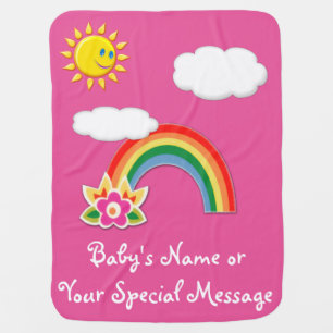 Personalized Rainbow Baby Blanket YOUR COLORS TEXT