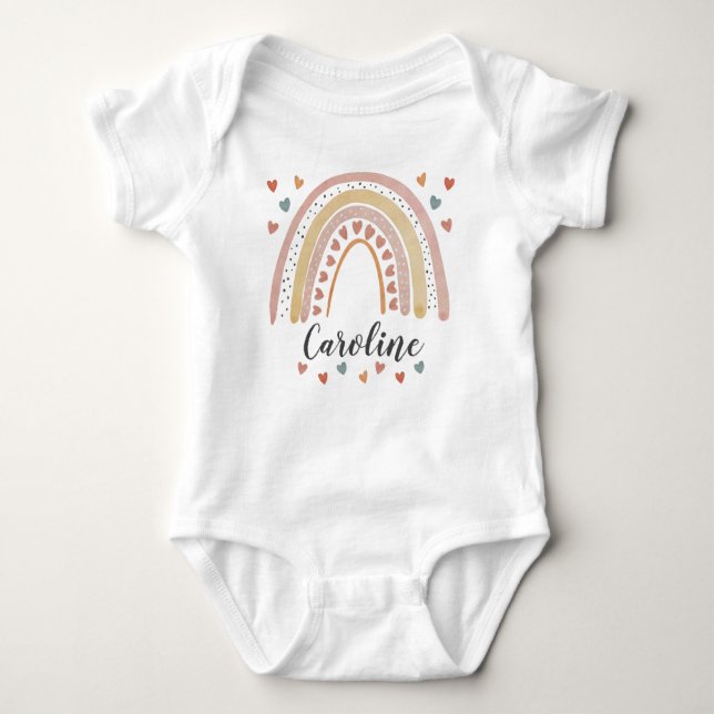 Personalized Rainbow Baby Girl Bodysuit (Front)