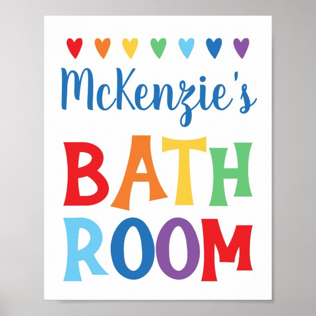 Personalized Rainbow Bathroom Wall Art (Front)