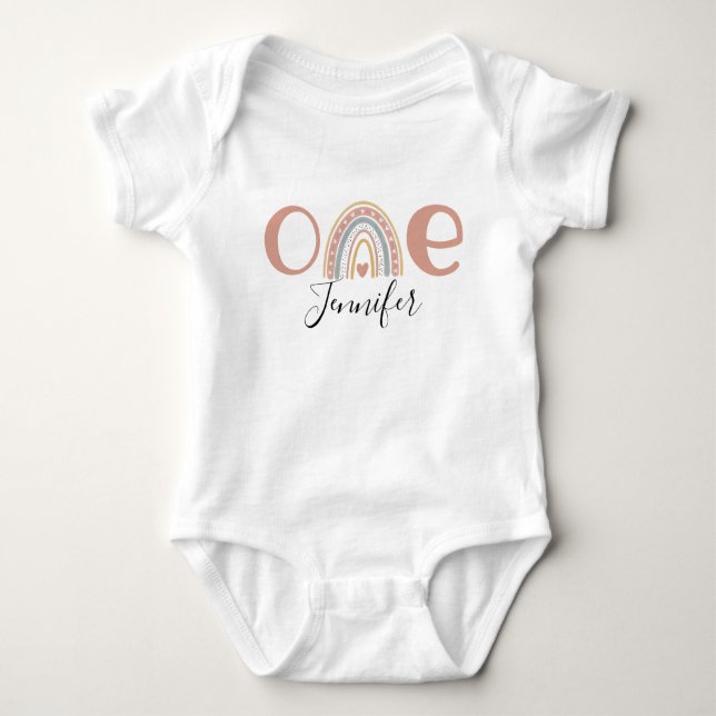 Personalized Rainbow Birthday Baby Bodysuit (Front)