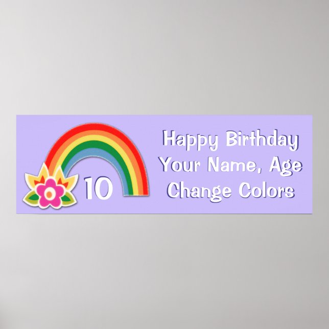 Personalized Rainbow Birthday Banner Posters (Front)