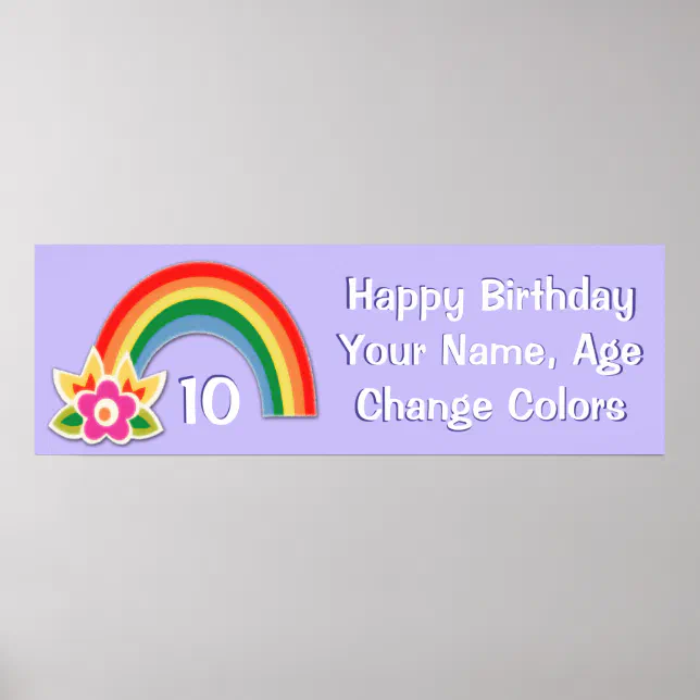 Personalized Rainbow Birthday Banner Posters | Zazzle