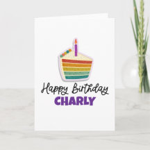 Personalized Rainbow Birthday Cake Card