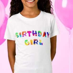 Personalized Rainbow Birthday Girl T-Shirt