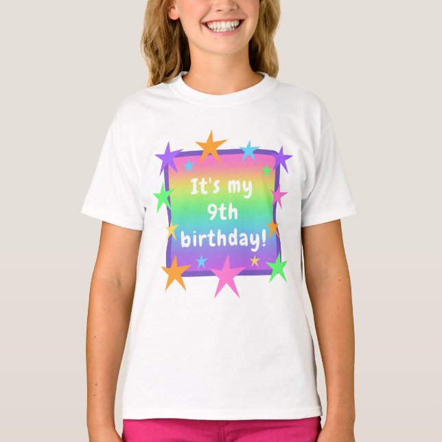 Personalized Rainbow Birthday Girls' T-Shirt (Front)