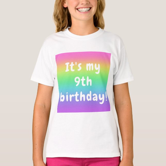 Personalized Rainbow Birthday Girl's T-Shirt (Front)