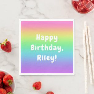 Personalized Rainbow Birthday Napkins