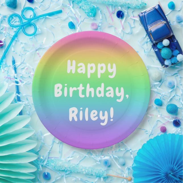 Personalized Rainbow Birthday Plates (Party)